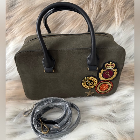 Zara Handbags - Zara Basic Collection Olive Green Embroidered Women's Handbag NWOT
